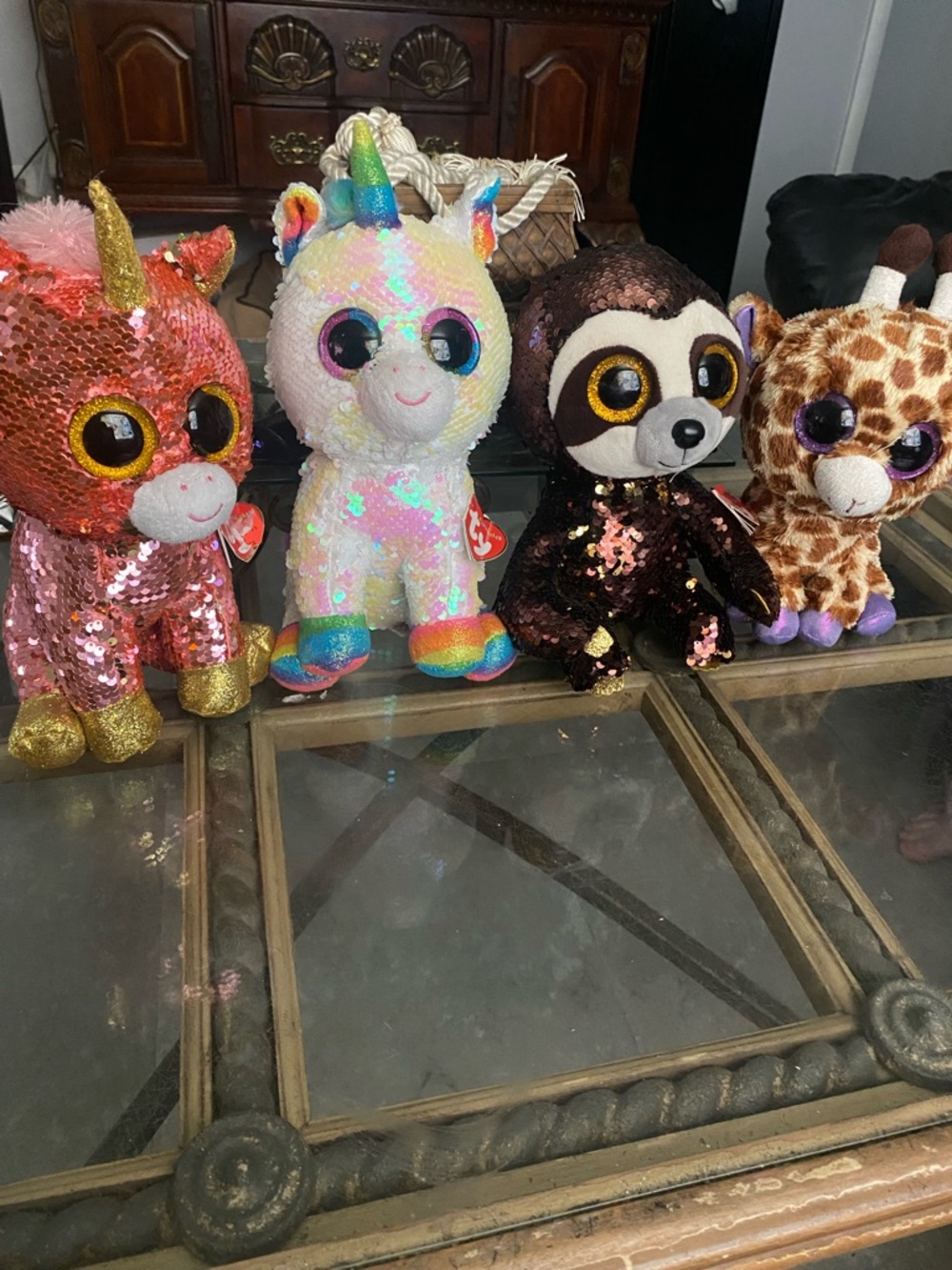 Ty Sequin Plush Set - Rainbow, White, Pink, Brown, Cream